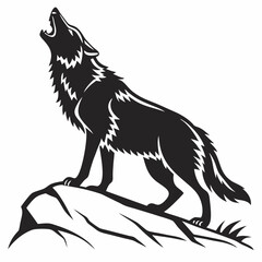 Wolf black silhouette icon vector