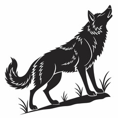 Wolf black silhouette icon vector