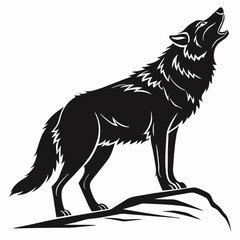 Wolf black silhouette icon vector