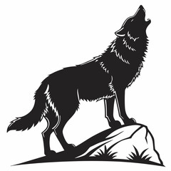 Wolf black silhouette icon vector