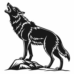 Wolf black silhouette icon vector