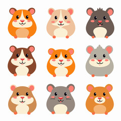 Set of animals cute funny Humster vector illustration
