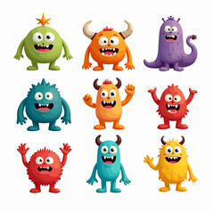 Set of monster vector illustrations on white background