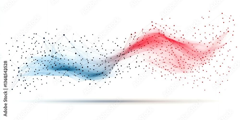 Poster abstract red blue network data flow visualization graphic design