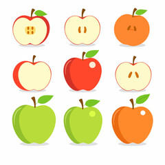 Apple vector logo isolated on white background, apple set flat vector illustration, apple set flat vector illustration.

