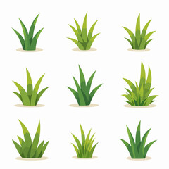 Set of flat grass elements illustration
