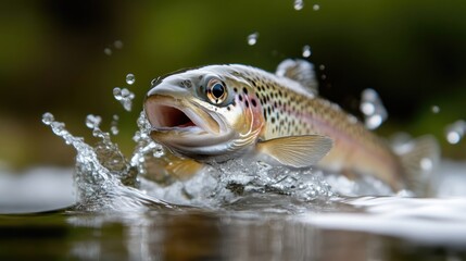 Trout leaps from water, splashing