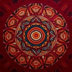 Obraz premium Handwoven Andean textile with intricate geometric patterns