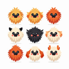 Dogs doodle vector set. Cartoon dog or puppy characters design collection with flat color in different poses. Set of funny pet animals isolated on white background	