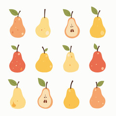 Cartoon pears set
