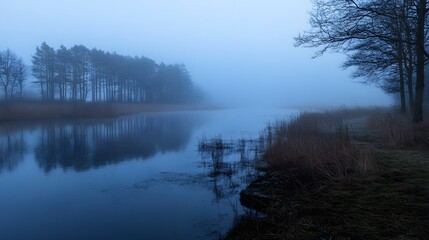 Fototapeta premium Serene Landscape in Early Morning Light without People - Aspect Ratio 16:9