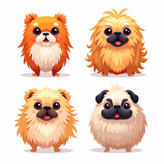 Set of cartoon a dog, Dog avatars. Cartoon dog faces. Various doggy heads. Cute puppy portraits of different breeds