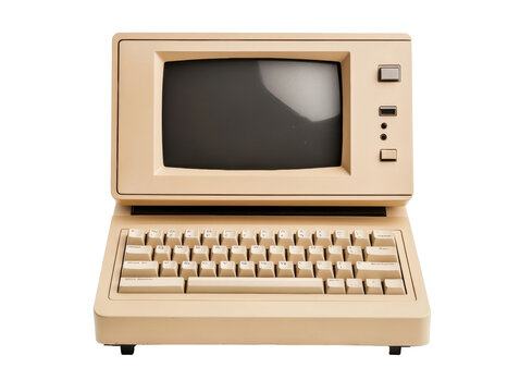 Vintage computer design for retro technology enthusiasts on a transparent background, cut out