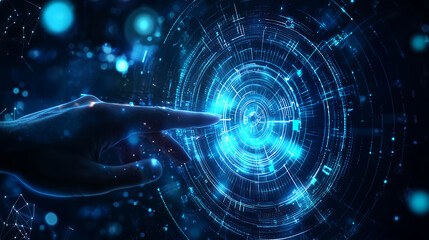 Obraz premium Futuristic Digital Touch Interface, Glowing Tech Hand Interaction