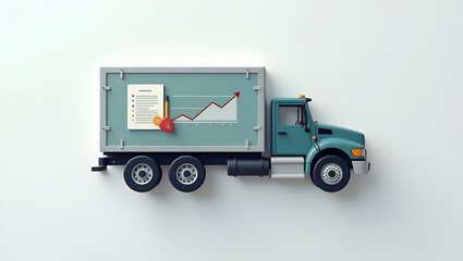 3D Flat Icon: Truck & Expense Report for Freight Cost Management