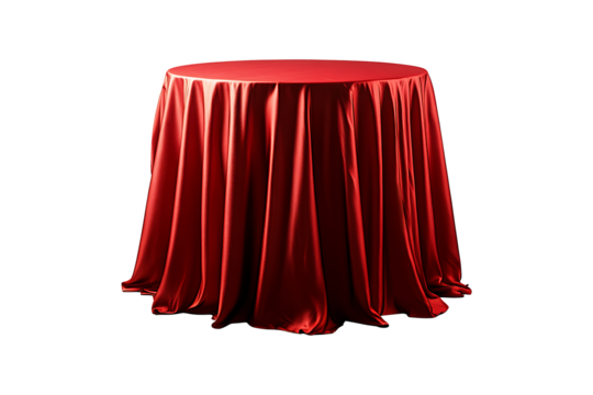 Red table cloth isolated on white or transparent background.