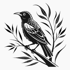 weaverbird black silhouette icon vector