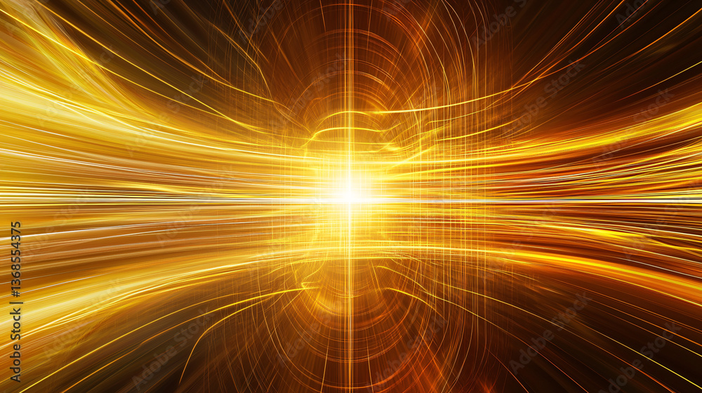Wall mural bright yellow light streaks creating a dynamic flow of energy in a beautiful abstract motion display