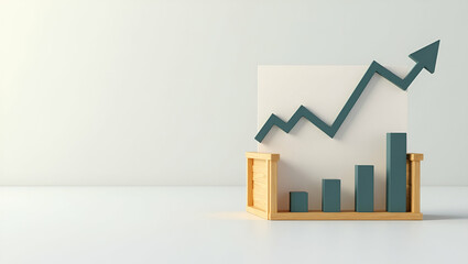 3D Flat Icon of Shipping Crate Blended with Financial Summary Chart: A Double Exposure Concept for Economic Management and Distribution Insights on White Background