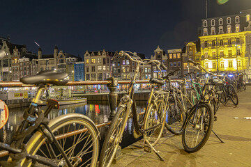 Obraz premium Amsterdam reflects lights in Netherlands