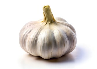 Obraz premium Garlic's Essence: A close-up shot of a single bulb of garlic, its pale, textured skin suggesting freshness and the savory flavors it embodies.