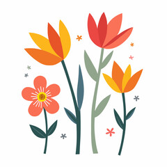 Set of flowers, set of vector flowers on a white background