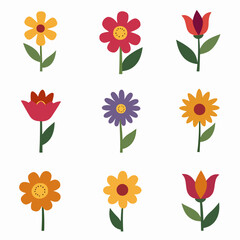 Set of flowers, set of vector flowers on a white background