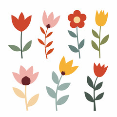 Set of flowers, set of vector flowers on a white background