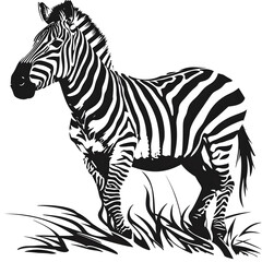 Obraz premium Elegant Vector Illustration of a Graceful Zebra in Mid-Stride with Intricate Detailing, Ideal for Design Projects
