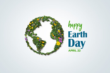 Our power, our planet. Earth day 2025 3d concept background. Ecology concept. Design with 3d globe...