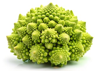 Nature's Fractal: A captivating image of a Romanesco broccoli, a mesmerizing vegetable, showcasing the intricate spiral patterns of nature