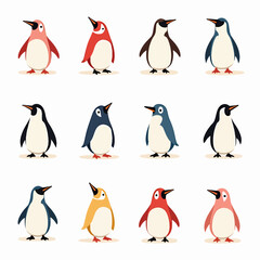 Obraz premium Set of penguins, penguin clipart vector for graphic resources 