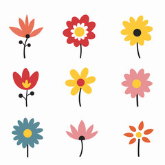 Set of flowers, set of vector flowers on a white background