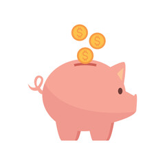 Vector image of a piggy bank icon with a white background