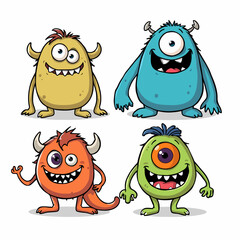 Set monsters, Set of funny monsters on a white background
