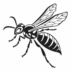 wasp black silhouette icon vector