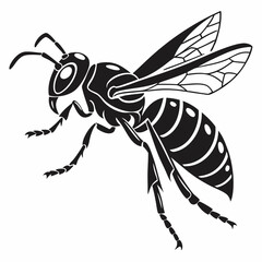 wasp black silhouette icon vector