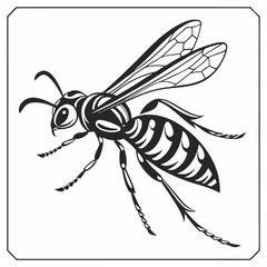 wasp black silhouette icon vector