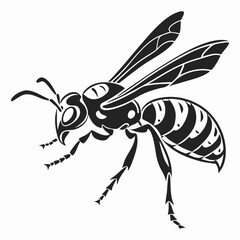 wasp black silhouette icon vector