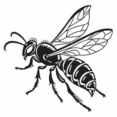 wasp black silhouette icon vector