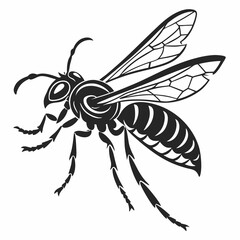 wasp black silhouette icon vector