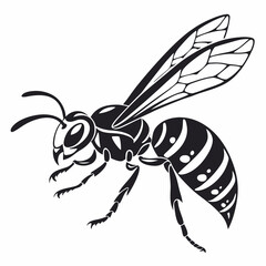 wasp black silhouette icon vector