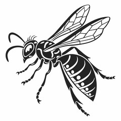 wasp black silhouette icon vector