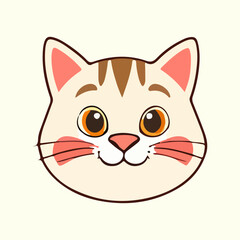 Cute cartoon cat head vector art illustration