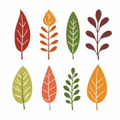 Obraz premium Leaves set illustration vector white background collection