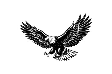 Fototapeta premium Majestic Bald Eagle in Flight with Wings Spread Wide and Talons Extended