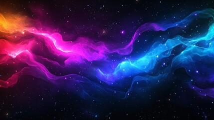 Obraz premium Cosmic energy waves abstract background deep space digital art vibrant colors