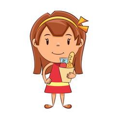 Girl holding grocery bag