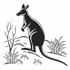 wallaby black silhouette icon vector