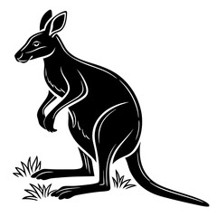 wallaby black silhouette icon vector